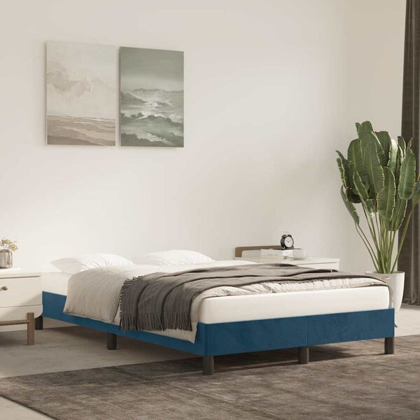 vidaXL Bettgestell ohne Matratze Dunkelblau 120x190 cm Samt