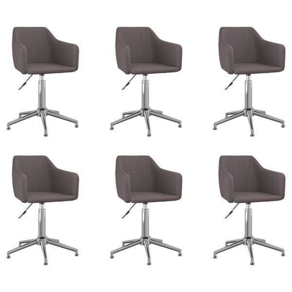 vidaXL Esszimmerst&uuml;hle 6 Stk. Drehbar Taupe Stoff