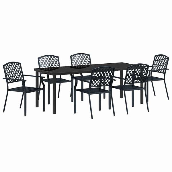 vidaXL Garten Essgruppe 7 pcs Anthrazit Pulverbeschichteter Stahl
