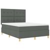 vidaXL LED Boxspringbett mit Matratze Dunkelgrau 140 x 190 cm Stoff