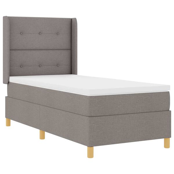 vidaXL Boxspringbett mit Matratze mit Kopfteil Taupe 90 x 200 cm Stoff