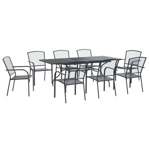vidaXL Garten Essgruppe 9 pcs Anthrazit 212 x 90 x 76 cm
