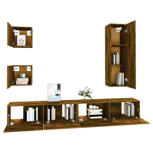 vidaXL 5-tlg. TV-Schrank-Set R&auml;uchereiche Holzwerkstoff