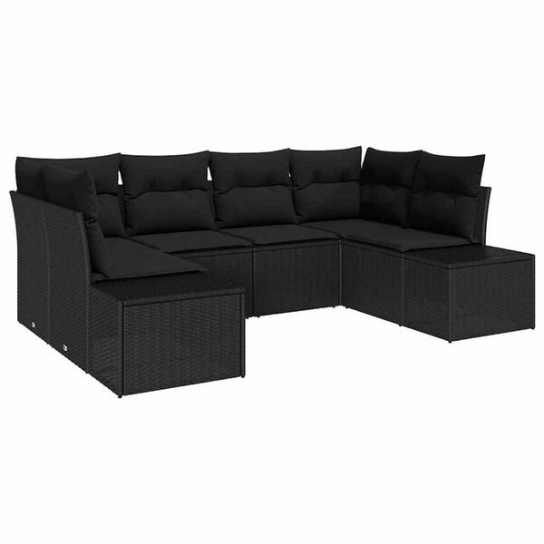 vidaXL Gartensofa-set mit Speicher 6 pcs Schwarz Poly Rattan