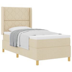 vidaXL Boxspringbett mit Kopfteil Creme 100 x 200 cm Stoff