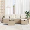 vidaXL Garten-Sofa-Set mit Kissen mit Speicher 6 pcs Beige Poly Rattan