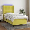 vidaXL Boxspringbett mit Matratze & LED Gr&uuml;n 100x200 cm Stoff