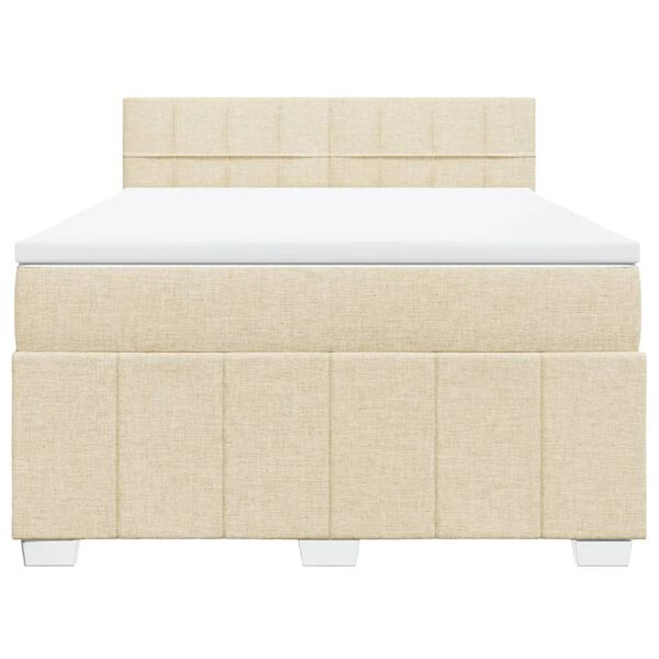 vidaXL Boxspringbett mit Matratze Creme 160x200 cm Stoff