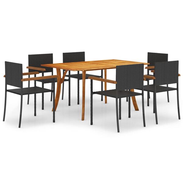 vidaXL 7-tlg. Garten-Essgruppe Schwarz