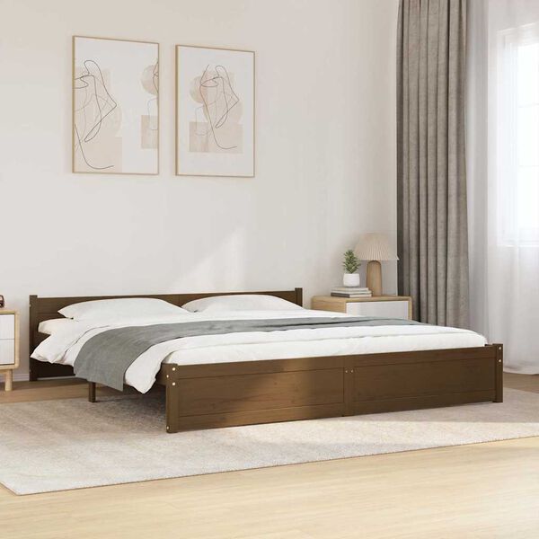 vidaXL Massivholzbett Honigbraun 200x200 cm