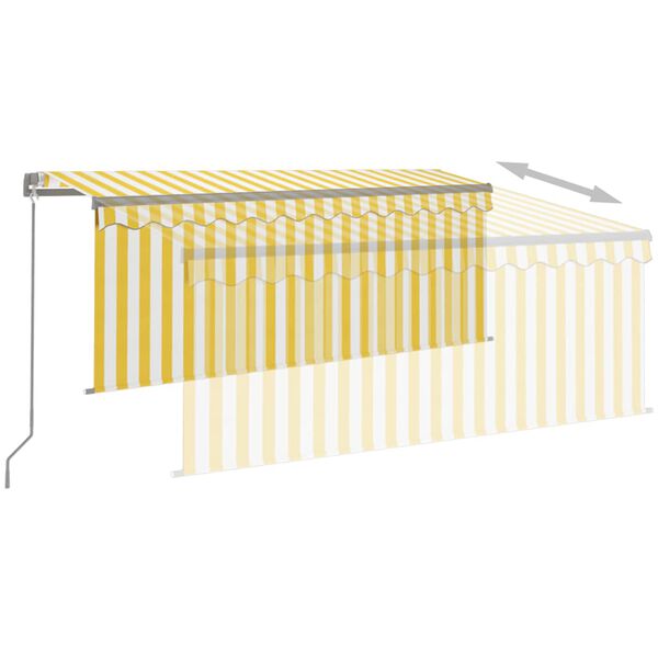 vidaXL Markise Manuell Einziehbar mit Rollo 3,5x2,5 m Gelb & Wei&szlig;