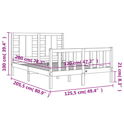 vidaXL Massivholzbett mit Kopfteil Schwarz 120x200 cm