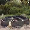 vidaXL 12-tlg. Garten-Lounge-Set mit Kissen Grau Poly Rattan