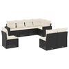 vidaXL 8-tlg. Garten-Sofagarnitur mit Kissen Schwarz Poly Rattan