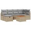 vidaXL Gartensofa-set mit Kissen mit Speicher 7 pcs Beige Poly-Rattan