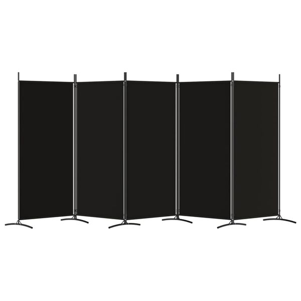 vidaXL 5-tlg. Paravent Schwarz 433x180 cm Stoff