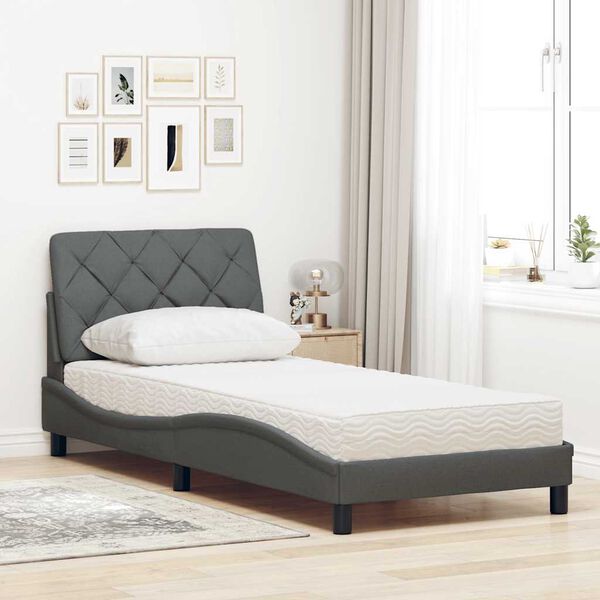 vidaXL Bett mit Matratze Dunkelgrau 90x200 cm Stoff