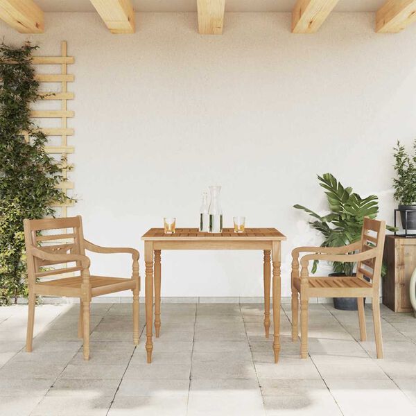 vidaXL 3-tlg. Garten-Essgruppe Massivholz Teak