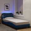 vidaXL Bettgestell mit LED ohne Matratze "Hvar" Blau 90x190 cm Stoff