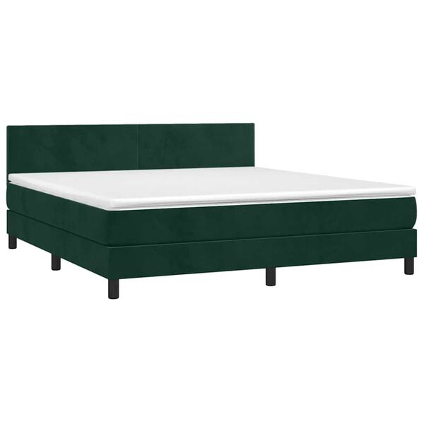 vidaXL Boxspringbett mit Matratze Dunkelgr&uuml;n 160x200 cm Samt