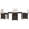 vidaXL Garten Essgruppe mit Kissen 5 pcs Braun Poly-Rattan