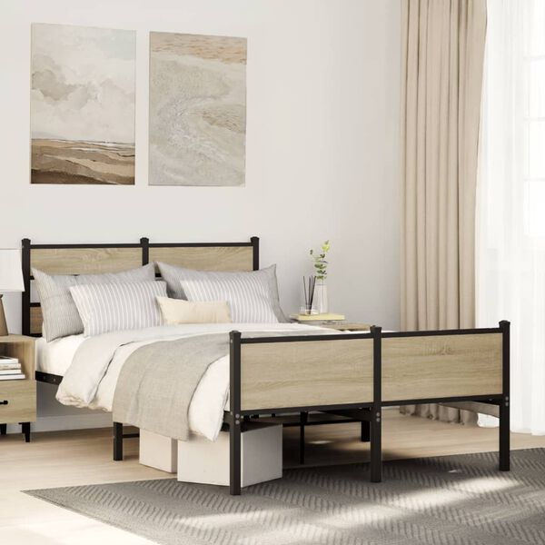 vidaXL Bettgestell ohne Matratze Sonoma-Eiche 120x190 cm Holzwerkstoff