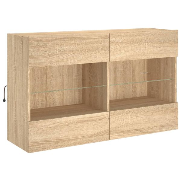 vidaXL TV-Wandschrank mit LED-Leuchten Sonoma-Eiche 98,5x30x60,5 cm