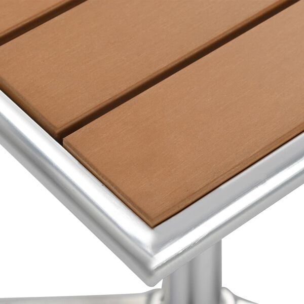 vidaXL Gartentisch Silbern 60x60x70 cm Aluminium und WPC