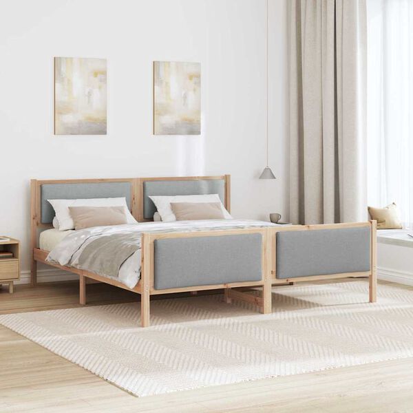 vidaXL Bettrahmen mit Kopfteil Hellgrau 180 x 200 cm Stoff