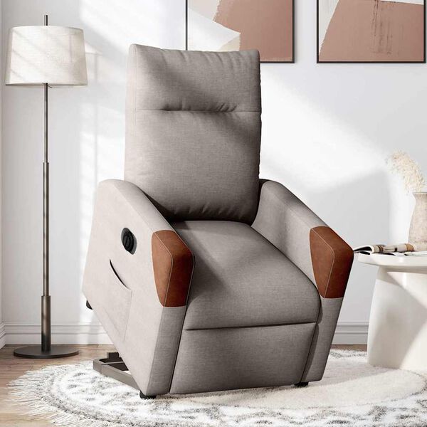 vidaXL Relaxsessel mit Aufstehhilfe Elektrisch Taupe Stoff