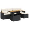 vidaXL 6-tlg. Garten-Sofagarnitur mit Kissen Schwarz Poly Rattan
