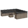 vidaXL 12-tlg. Garten-Sofagarnitur mit Kissen Grau Poly Rattan