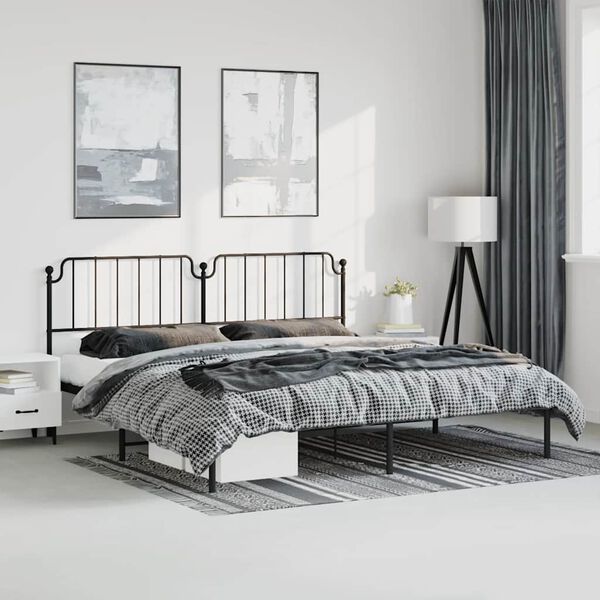 vidaXL Bettgestell mit Kopfteil Metall Schwarz 183x213 cm
