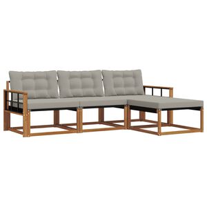 vidaXL Outdoor-Sofagarnitur 4 Stk. Nat&uuml;rlich und Hellgrau