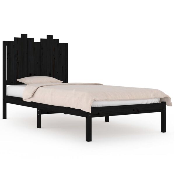 vidaXL Massivholzbett Schwarz Kiefer 100x200 cm