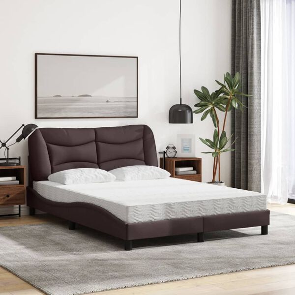 vidaXL Bett mit Matratze "Hvar" Dunkelbraun 140x200 cm Stoff