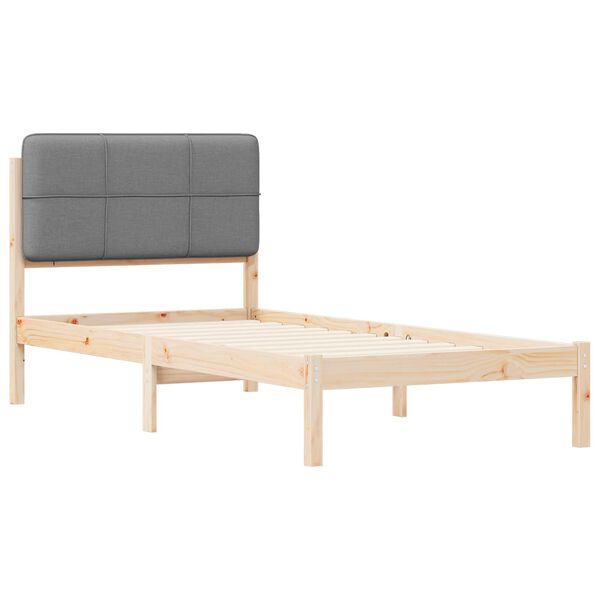 vidaXL Bettgestell mit gepolstertem Kopfteil Hellgrau 75 x 190 cm