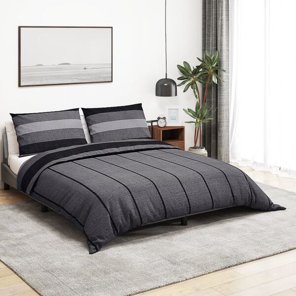 vidaXL Bettw&auml;sche-Set Dunkelgrau 200x200 cm Baumwolle