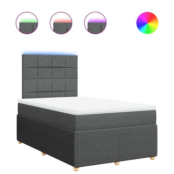 vidaXL Boxspringbett mit Matratze Dunkelgrau 120x200 cm Stoff