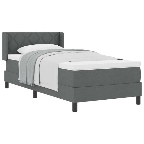vidaXL Boxspringbett mit Matratze mit Matratze Dunkelgrau 90 x 190 cm