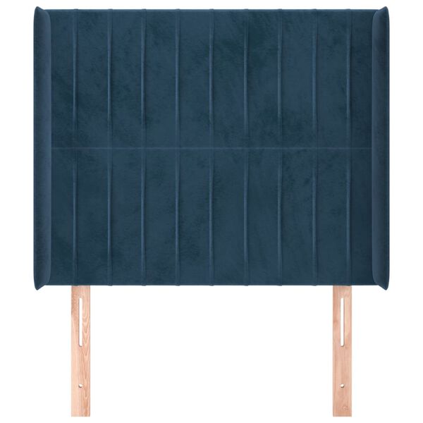 vidaXL Kopfteil mit Ohren Dunkelblau 93x16x118/128 cm Samt