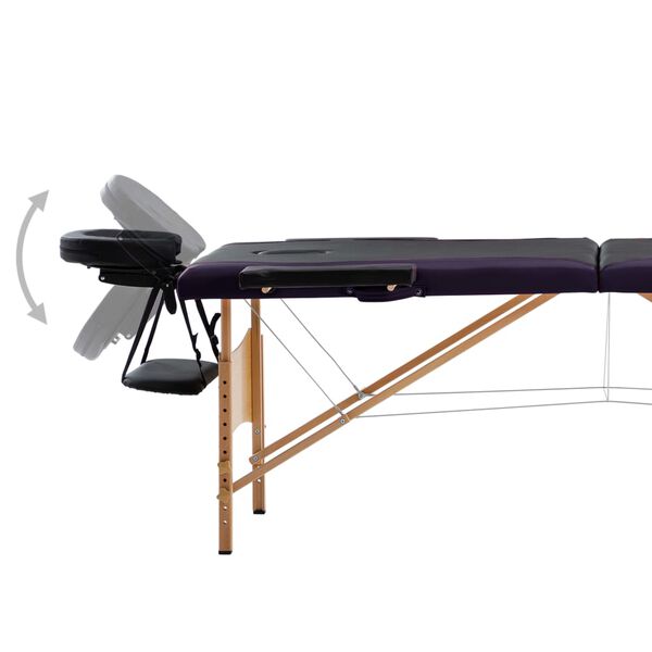 vidaXL Massageliege Klappbar 2-Zonen mit Holzgestell Schwarz
