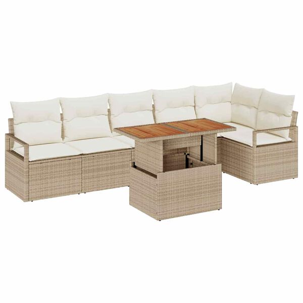 vidaXL Garten Essgruppe mit Kissen 7 pcs Beige und Creme