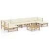 vidaXL 8-tlg. Garten-Lounge-Set mit Cremewei&szlig;en Kissen Bambus
