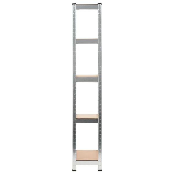 vidaXL Lagerregale mit 5 Böden 3 Stk. Silbern Stahl & Holzwerkstoff