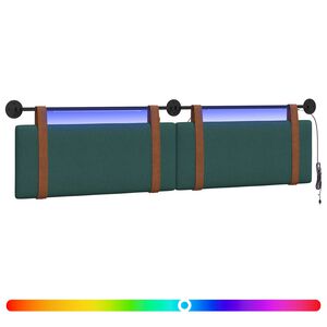 vidaXL H&auml;ngendes Kopfteil Mit LED Licht Dunkelgr&uuml;n Antikes PU