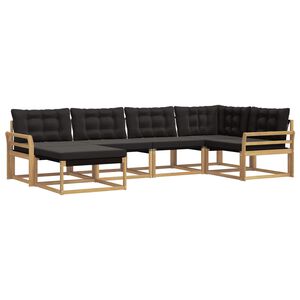 vidaXL Outdoor-Sofagarnitur 6 stk. Wei&szlig; und Schwarz Massivholz Akazie