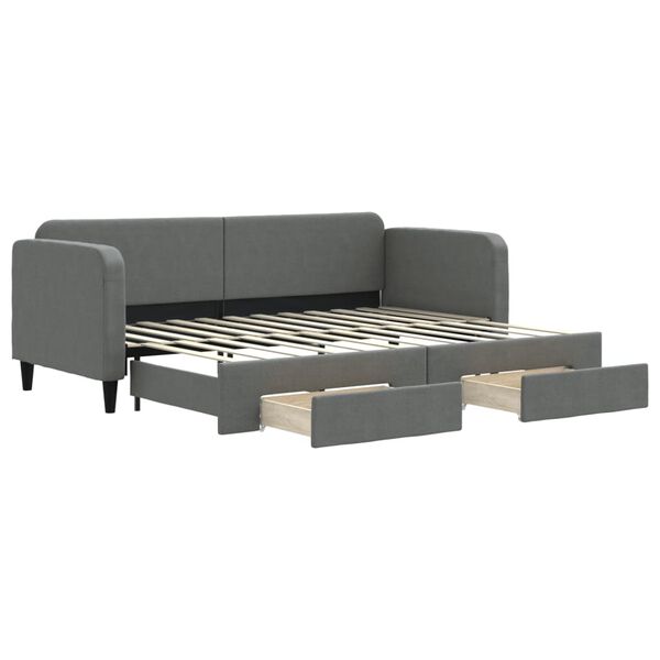 vidaXL Tagesbett Ausziehbar mit Schubladen Dunkelgrau 80x200 cm Stoff