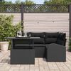 vidaXL Garten-Sofa-Set mit Kissen 5 pcs Schwarz Poly Rattan