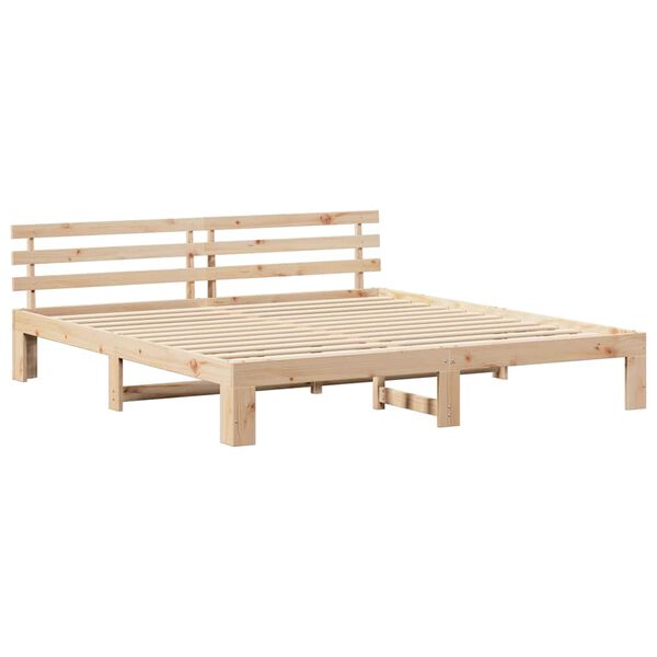 vidaXL Bettrahmen mit Kopfteil Natur 200 x 200 cm Massives Kiefernholz